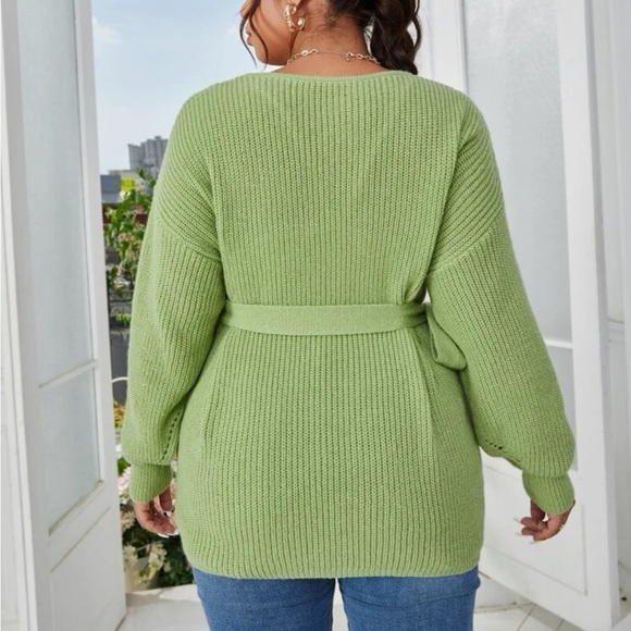 Plus size cozy knot side wrap sweater top - Picture 2 of 6